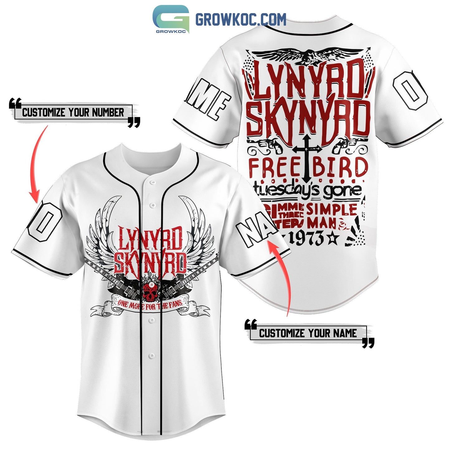 Lynyrd Skynyrd One More For The Fans Personalized Baseball Jersey baseball jersey product view 1