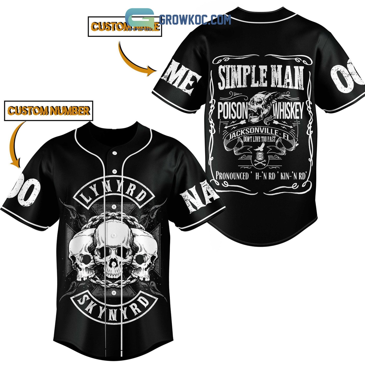 Lynyrl Skynyrd Simple Man Personalized Baseball Jersey baseball jersey product view 1
