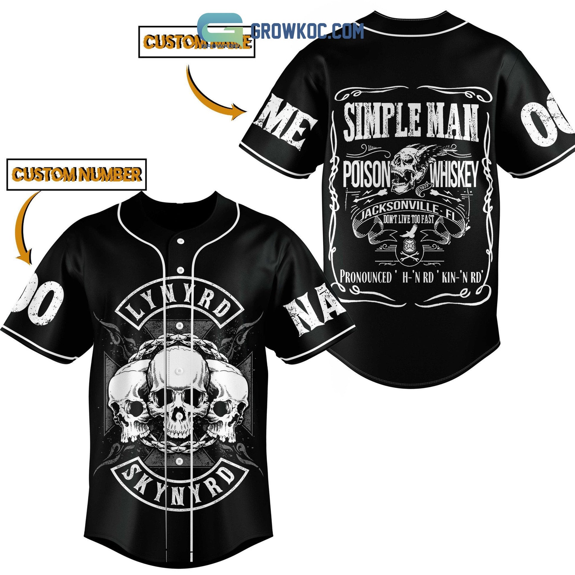 Lynyrl Skynyrd Simple Man Personalized Baseball Jersey baseball jersey product view 1