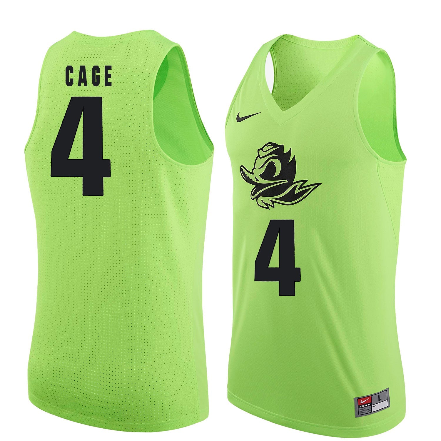 M.J. Cage 4 Neon Green College Football Jersey football jersey product view 1
