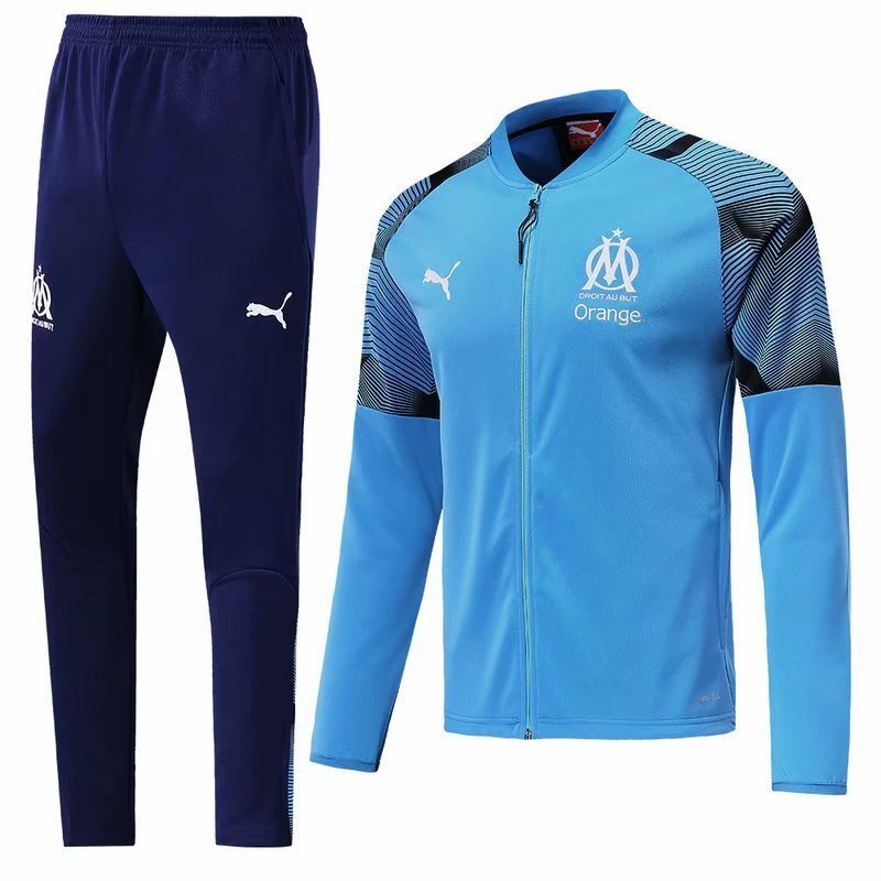 MARSEILLE LIGHT BLUE LONG ZIP TRAINING 1 Soccer Jersey sports jersey product view 1