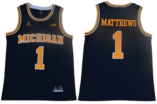 MATTHEWS 1 Crew Neck Blue College Football Jersey football jersey product view 1