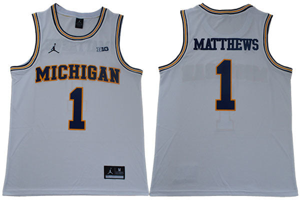 MATTHEWS 1 Crew Neck White College Football Jersey football jersey product view 1