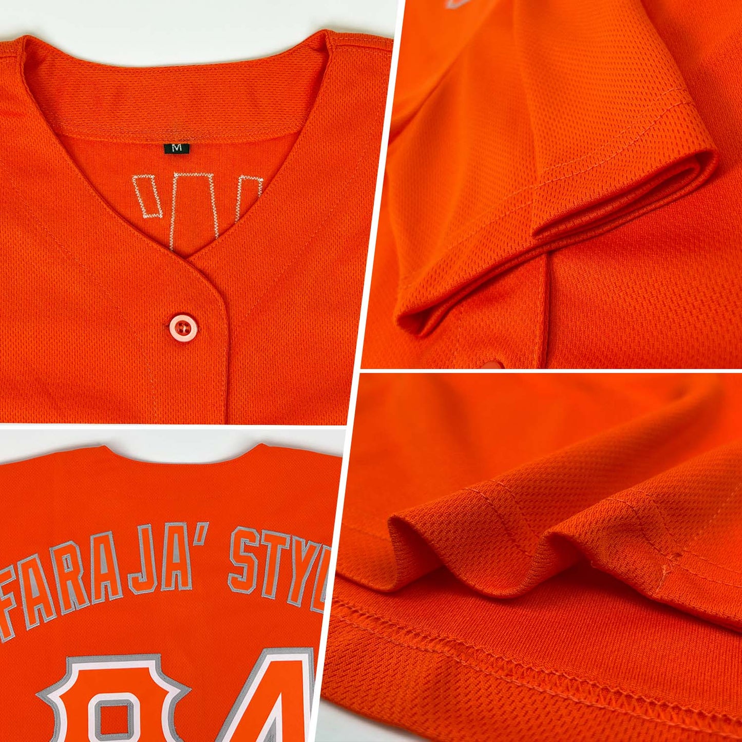 Custom Orange Orange-Gray Authentic Baseball Jersey baseball jersey product view 2