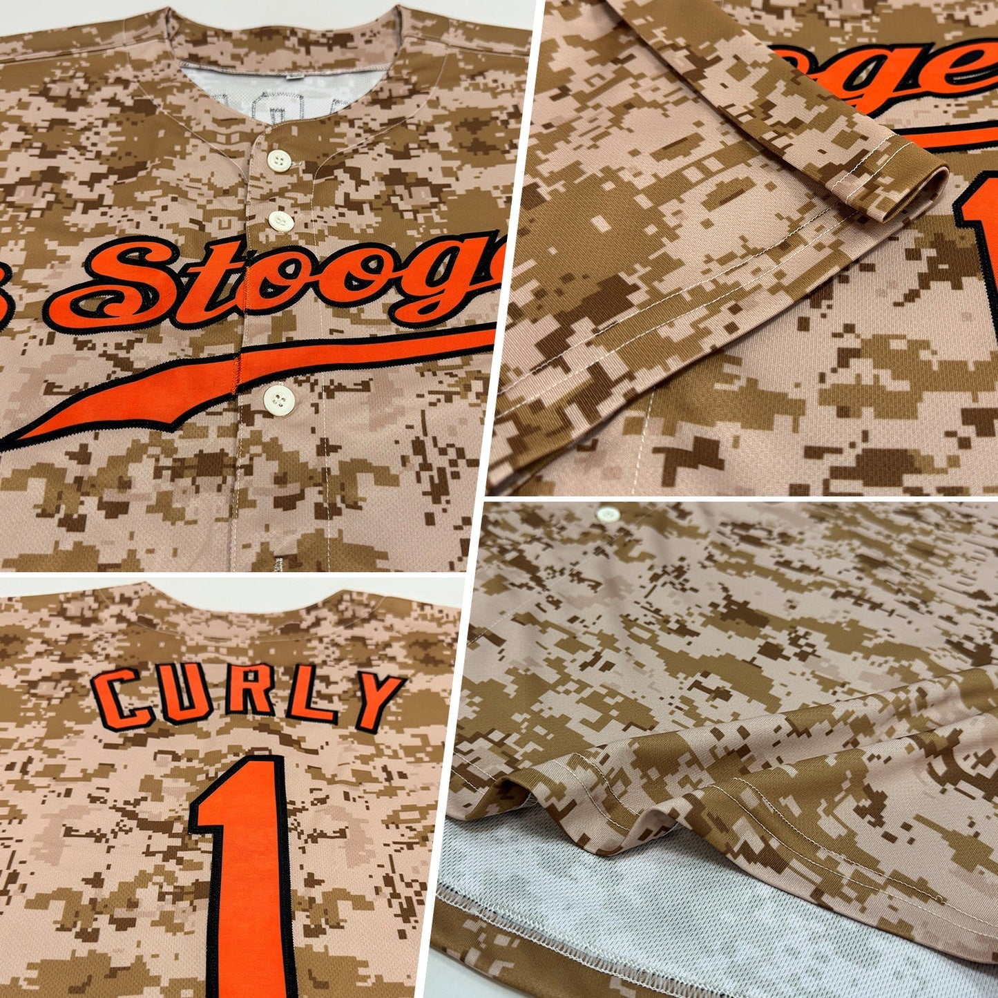 Custom Camo Orange-Black Authentic Salute To Service Baseball Jersey baseball jersey product view 2