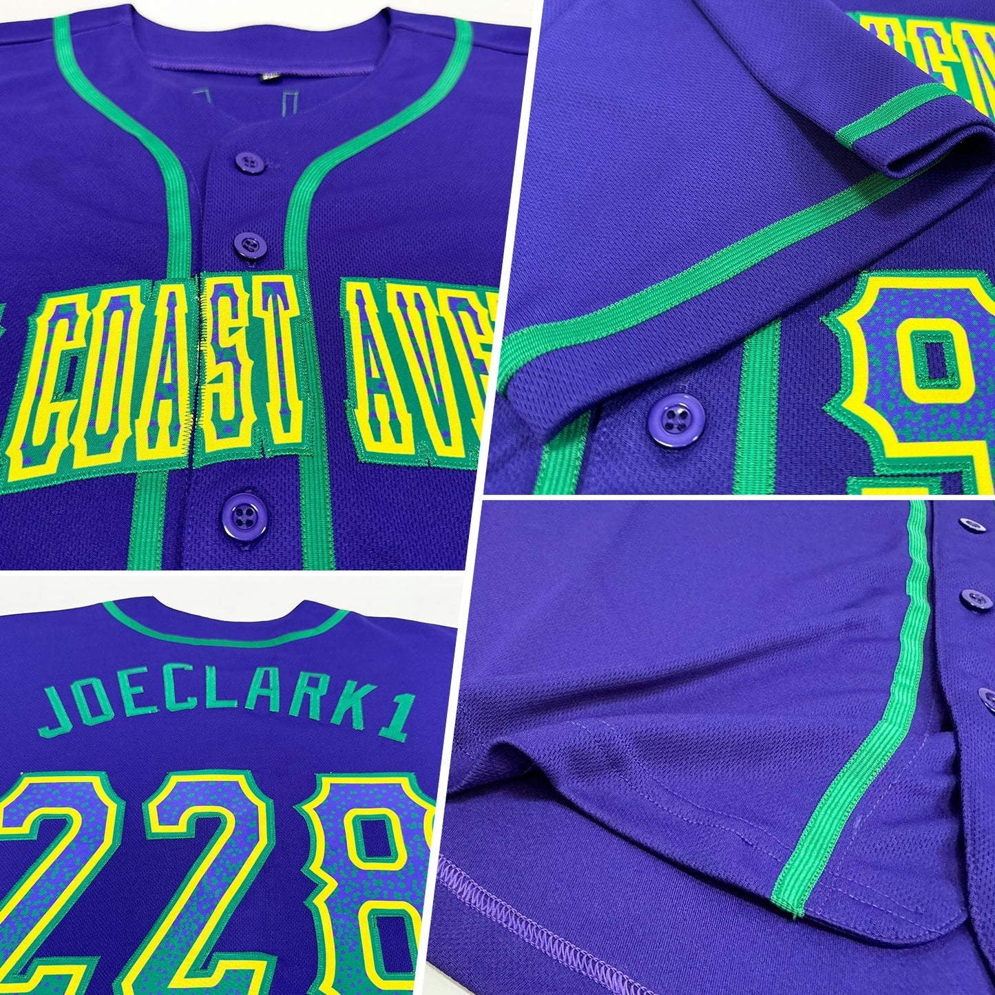 Custom Purple Kelly Green-Gold Authentic Drift Fashion Baseball Jersey baseball jersey product view 2