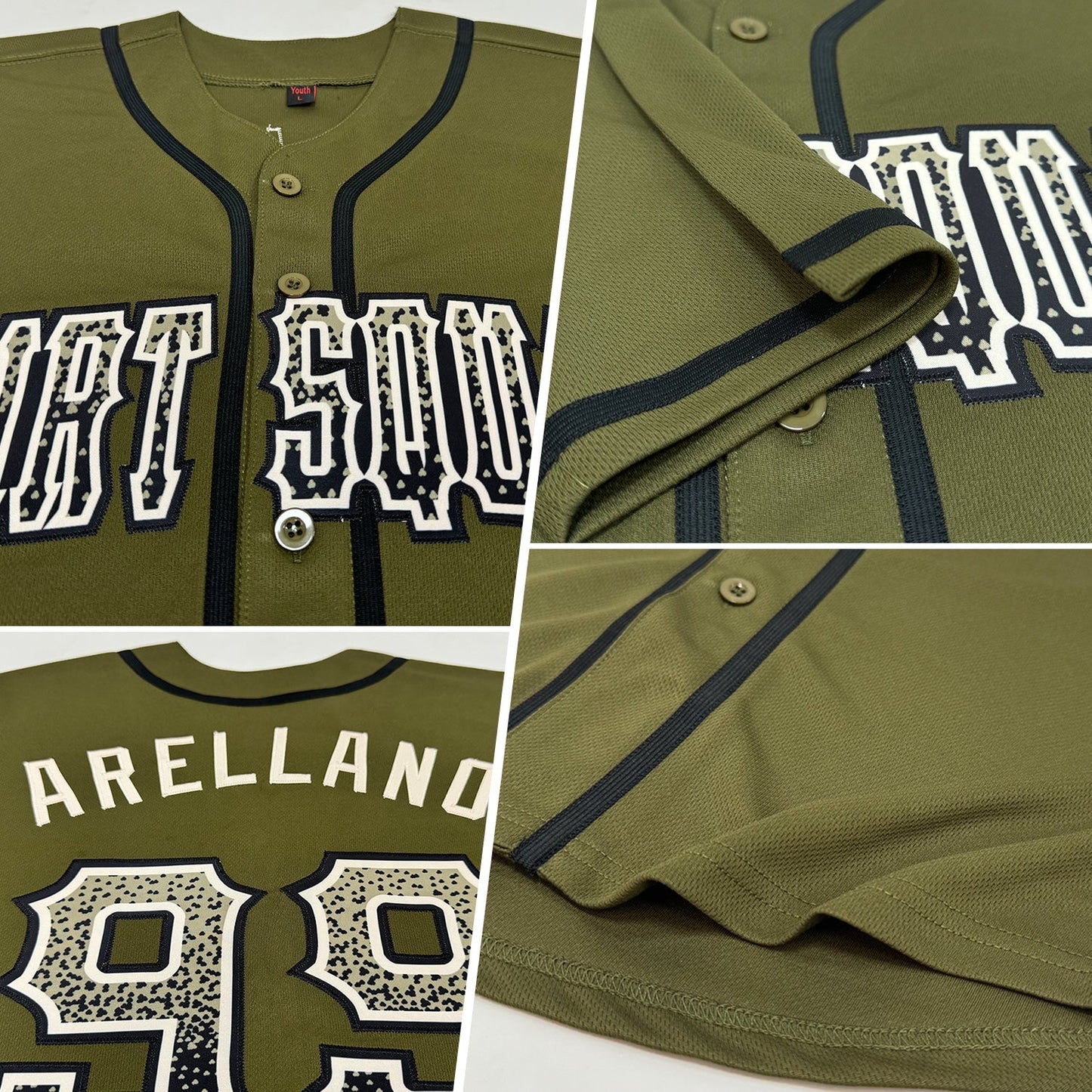 Custom Olive Black-Cream Authentic Drift Fashion Salute To Service Baseball Jersey baseball jersey product view 2