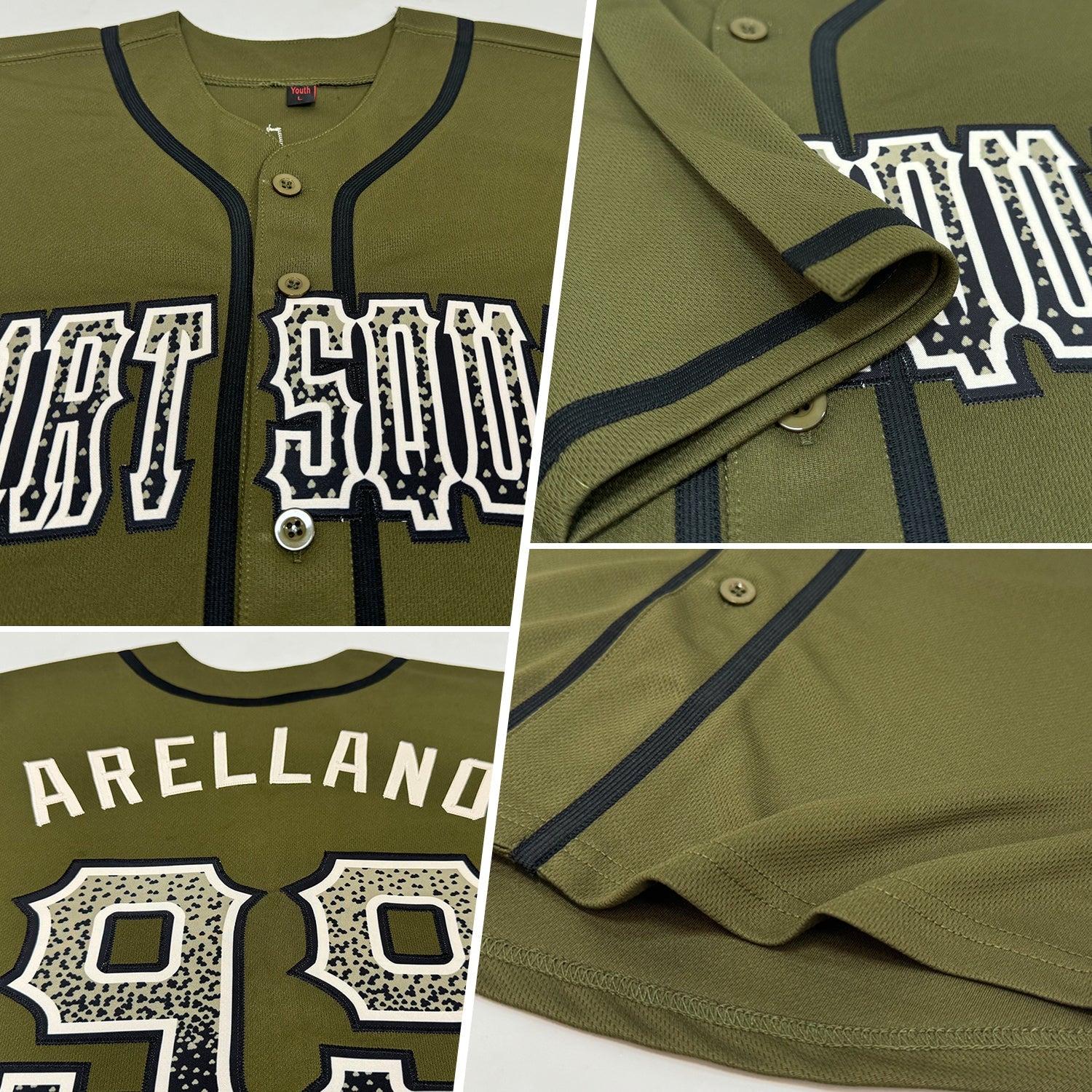 Custom Olive Black-Cream Authentic Drift Fashion Salute To Service Baseball Jersey baseball jersey product view 2