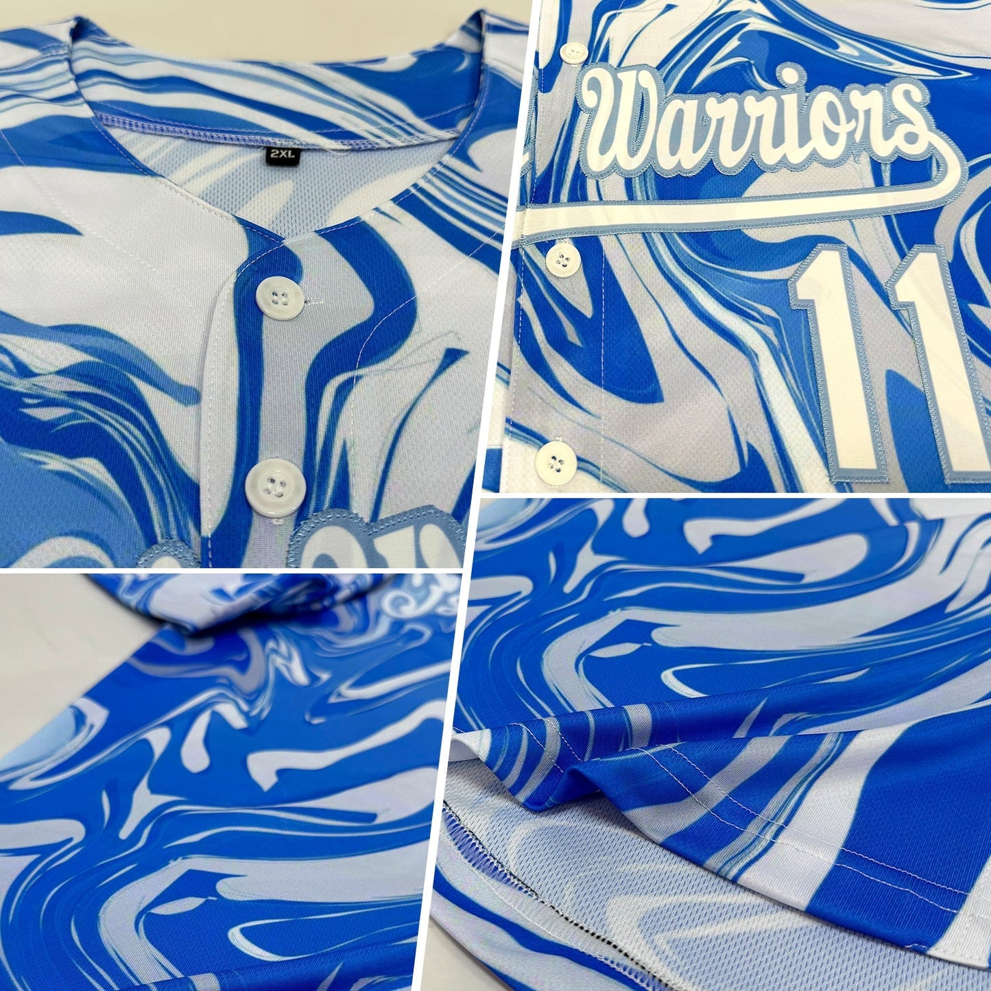 Custom 3D Pattern Design Abstract Ocean With Waves Fluid Art Authentic Baseball Jersey baseball jersey product view 2