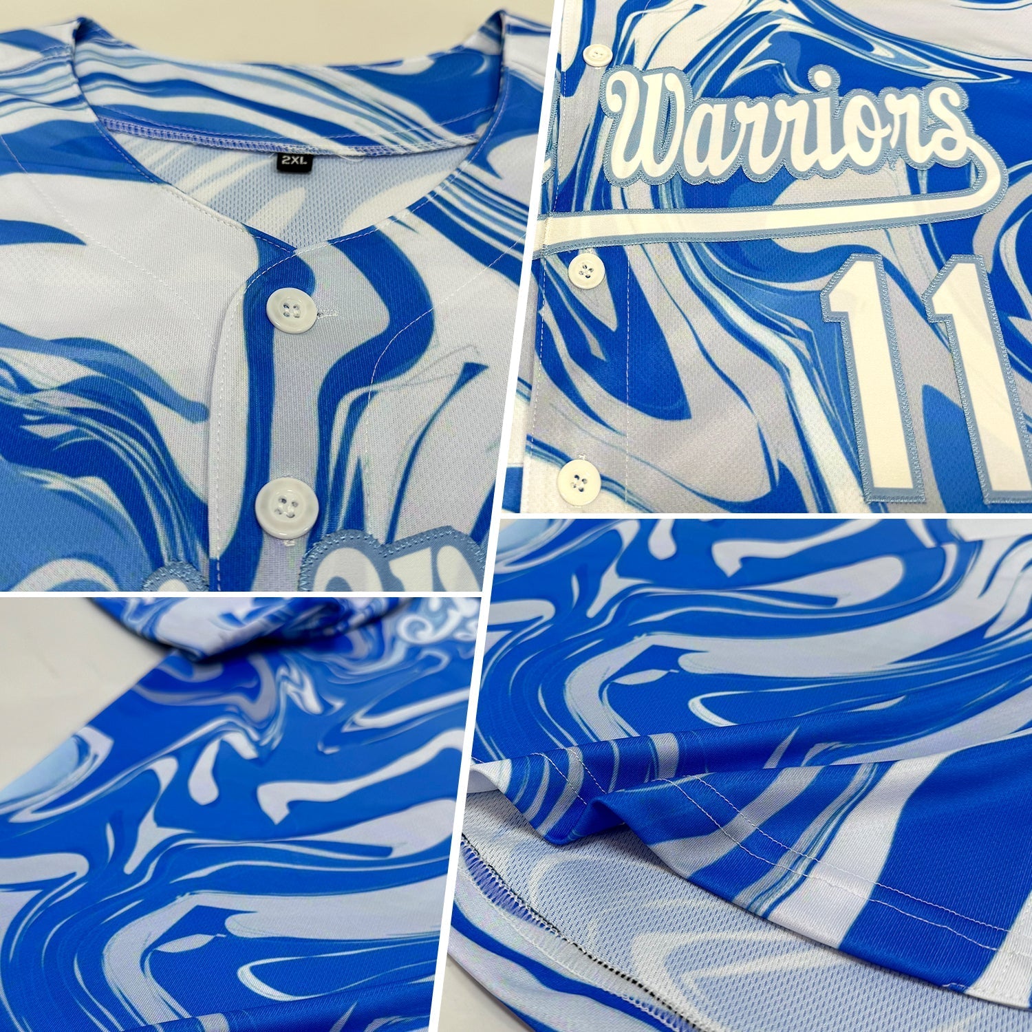 Custom 3D Pattern Design Abstract Ocean With Waves Fluid Art Authentic Baseball Jersey baseball jersey product view 2