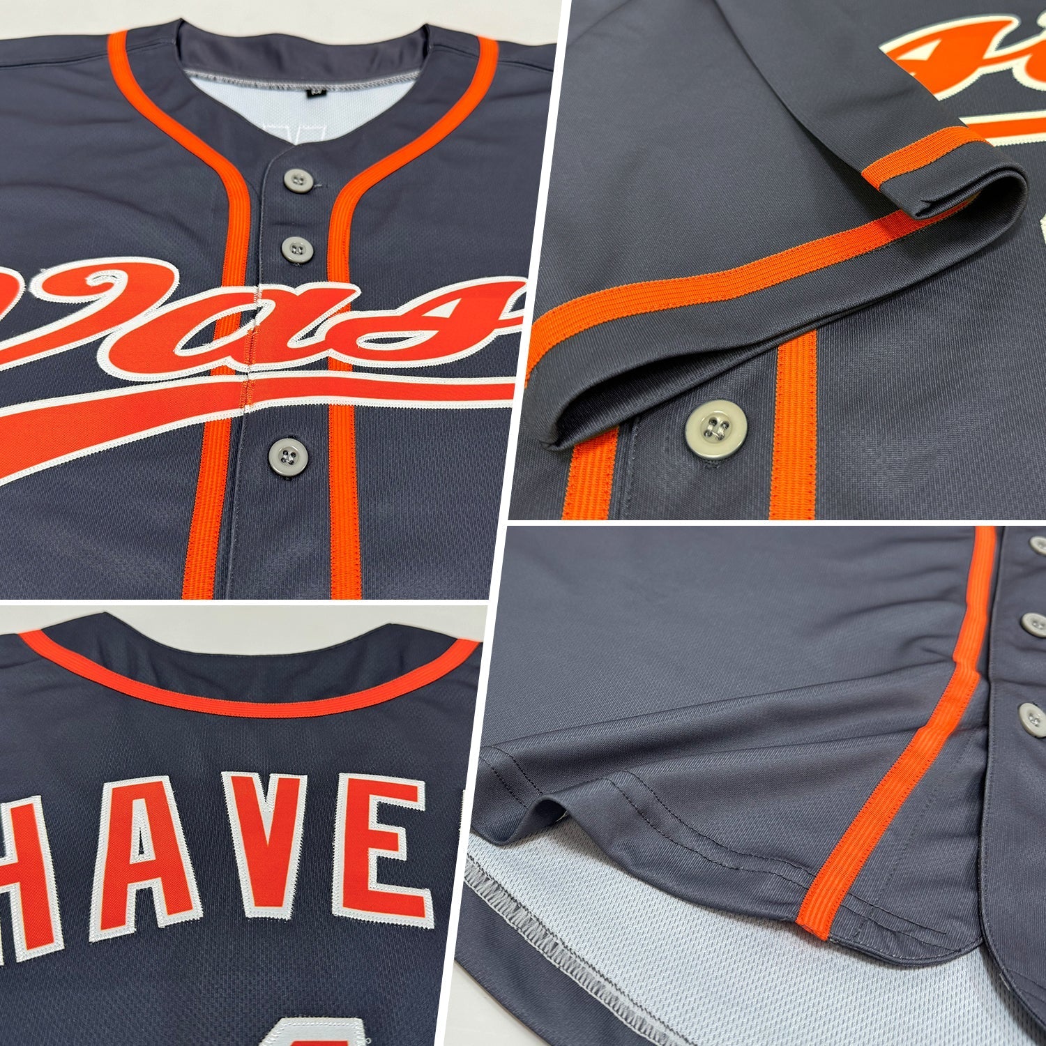 Custom Steel Gray Orange-White Authentic Baseball Jersey baseball jersey product view 2