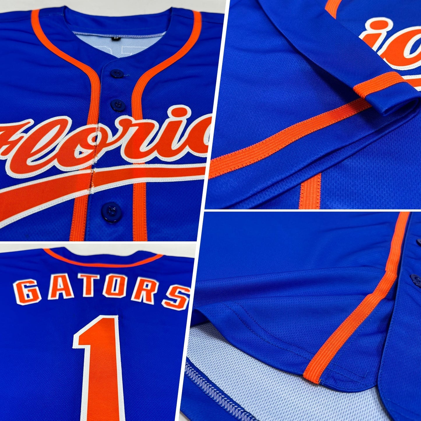 Custom Thunder Blue Orange-White Authentic Baseball Jersey baseball jersey product view 2