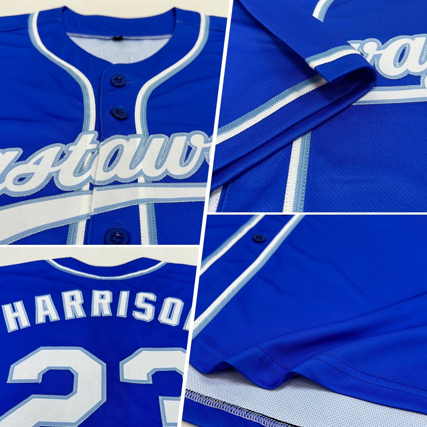 Custom Thunder Blue White-Light Blue Authentic Baseball Jersey baseball jersey product view 2