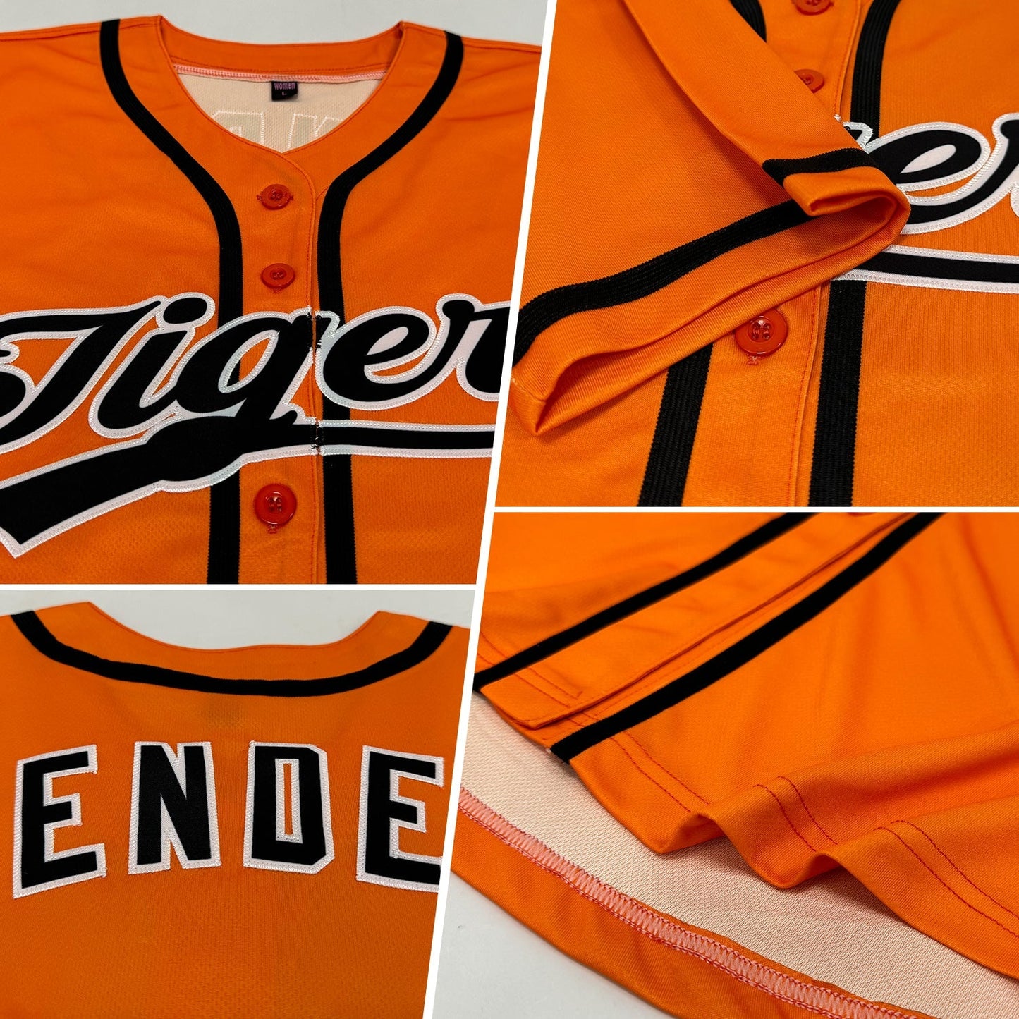 Custom Bay Orange Black-White Authentic Baseball Jersey baseball jersey product view 2
