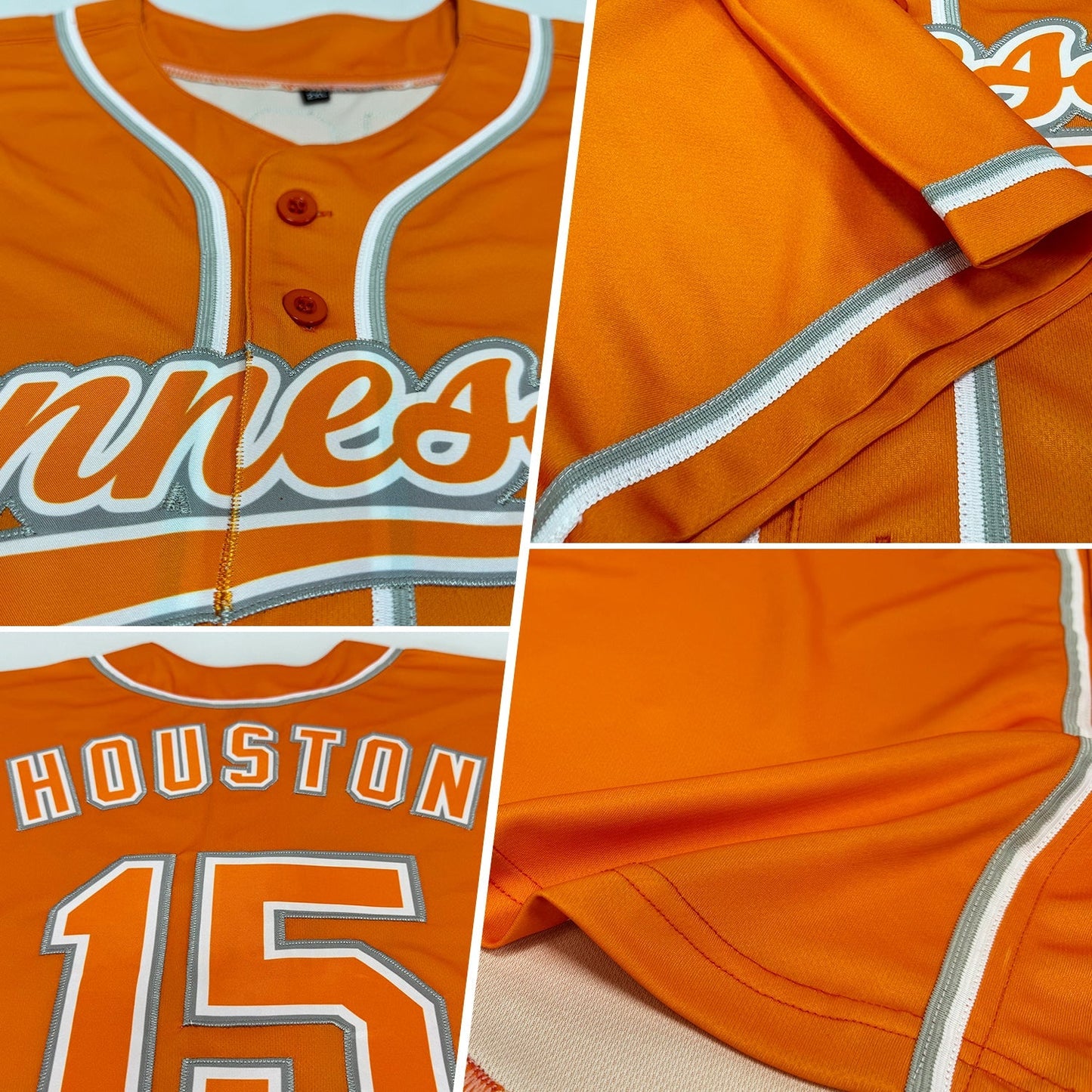 Custom Bay Orange White-Gray Authentic Baseball Jersey baseball jersey product view 2