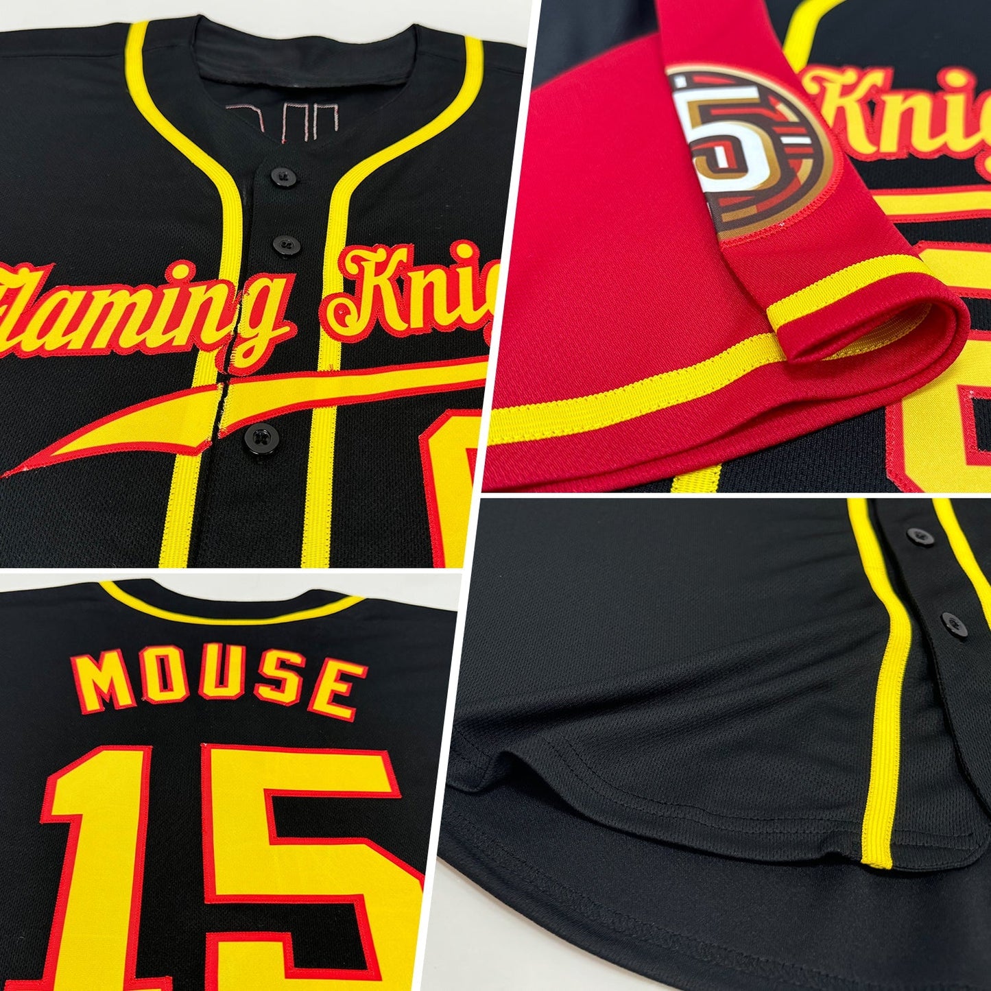 Custom Black Gold-Red Authentic Two Tone Baseball Jersey baseball jersey product view 2
