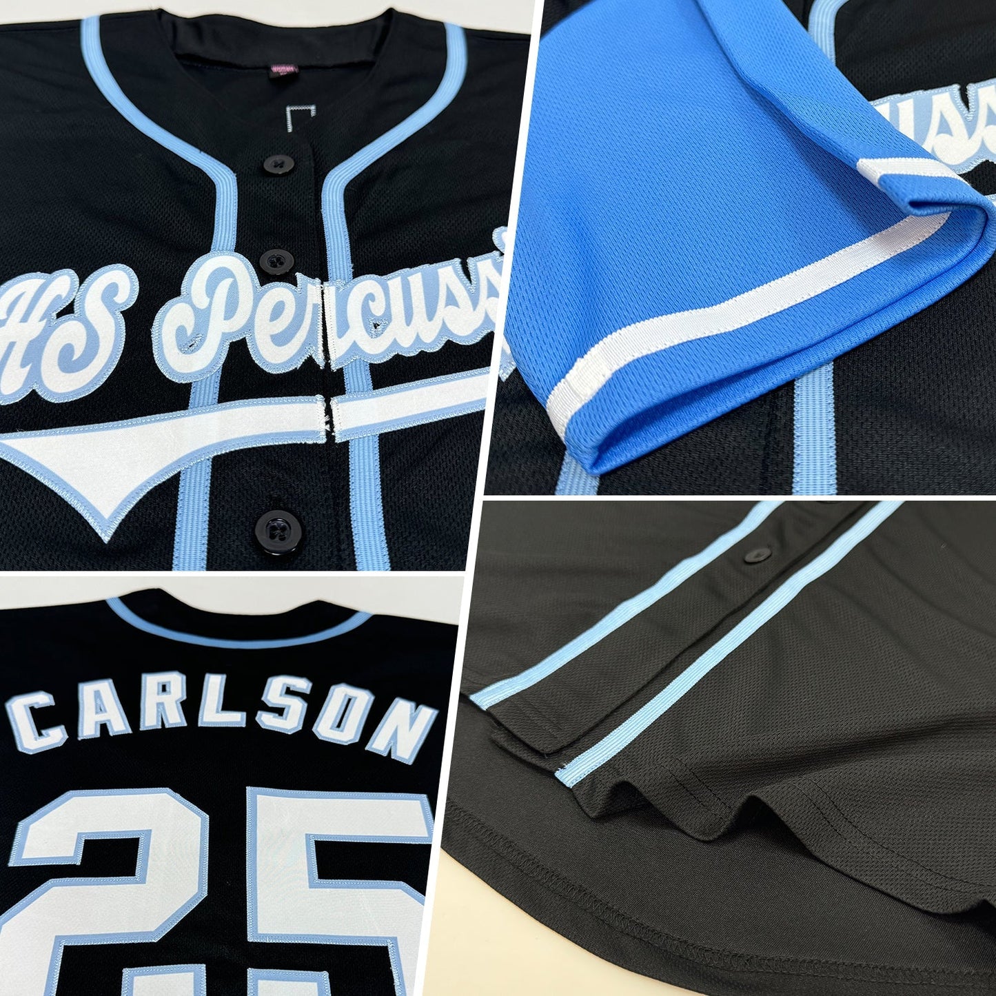 Custom Black White-Light Blue Authentic Two Tone Baseball Jersey baseball jersey product view 2