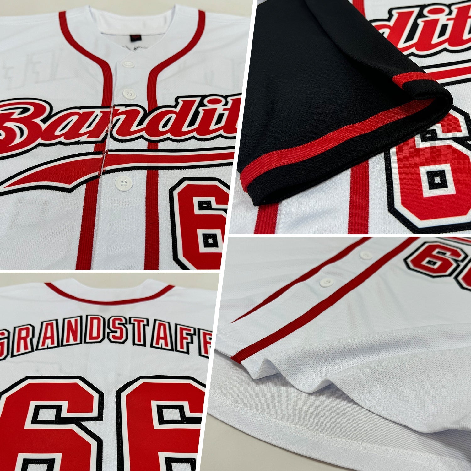 Custom White Red-Black Authentic Two Tone Baseball Jersey baseball jersey product view 2