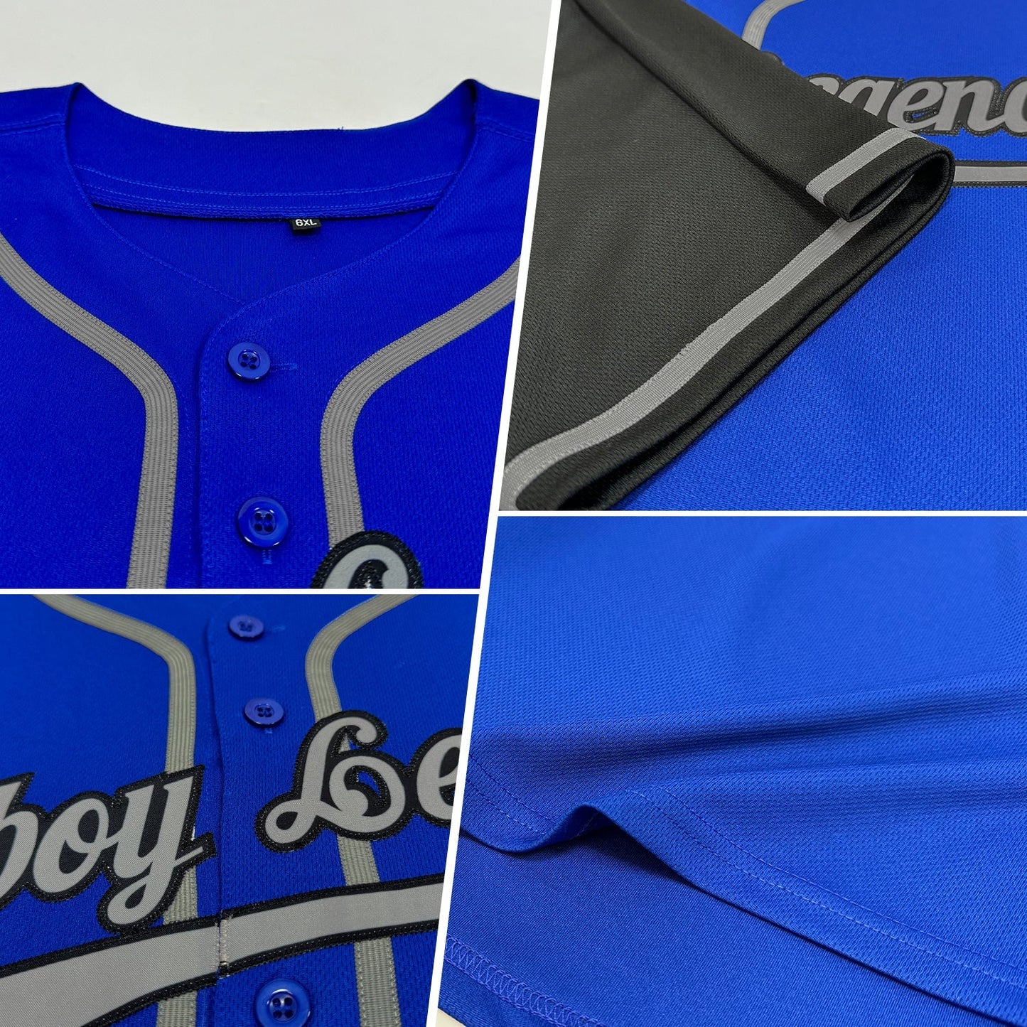 Custom Royal Gray-Black Authentic Two Tone Baseball Jersey baseball jersey product view 2