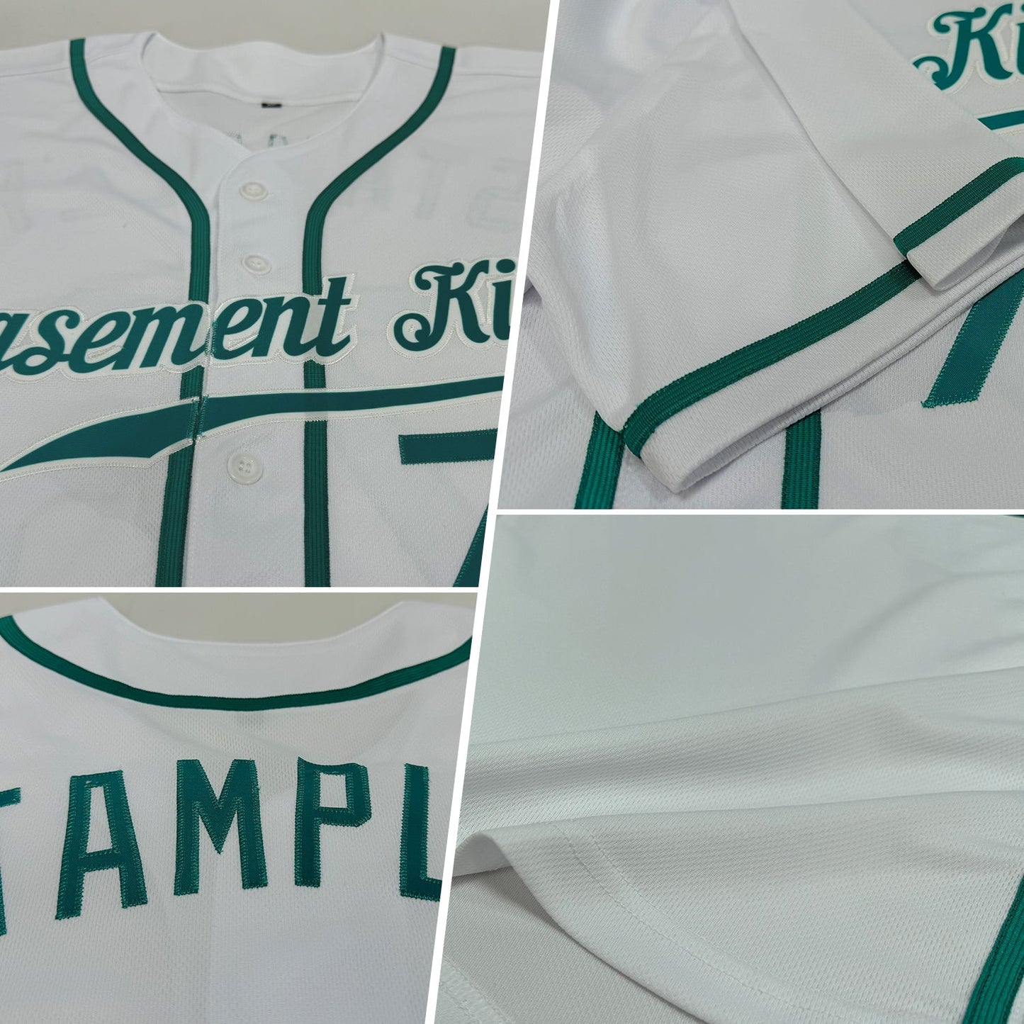 Custom White Teal Authentic Baseball Jersey baseball jersey product view 2