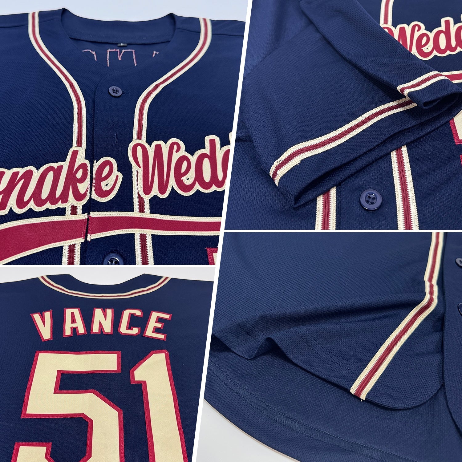 Custom Navy City Cream-Crimson Authentic Baseball Jersey baseball jersey product view 2