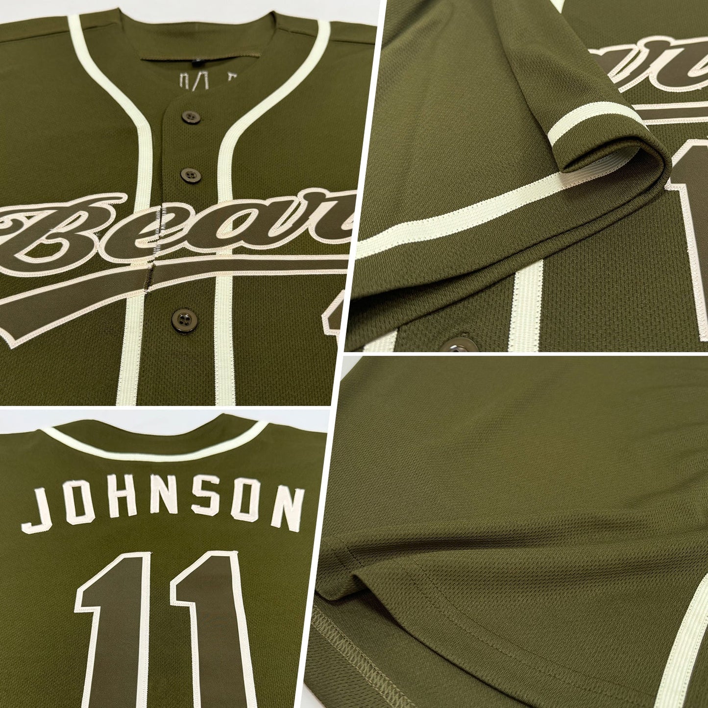 Custom Olive Olive-Cream Authentic Salute To Service Baseball Jersey baseball jersey product view 2