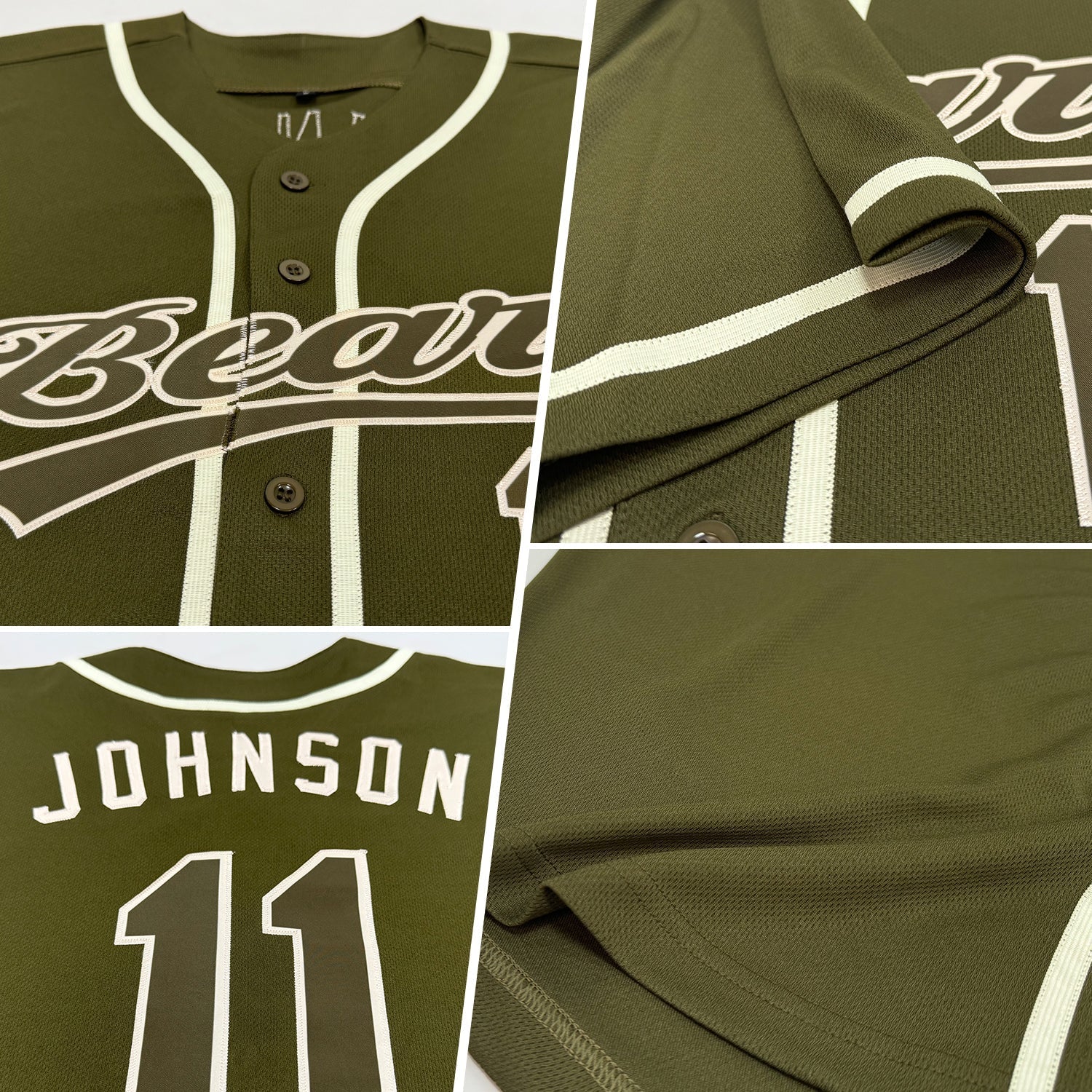 Custom Olive Olive-Cream Authentic Salute To Service Baseball Jersey baseball jersey product view 2
