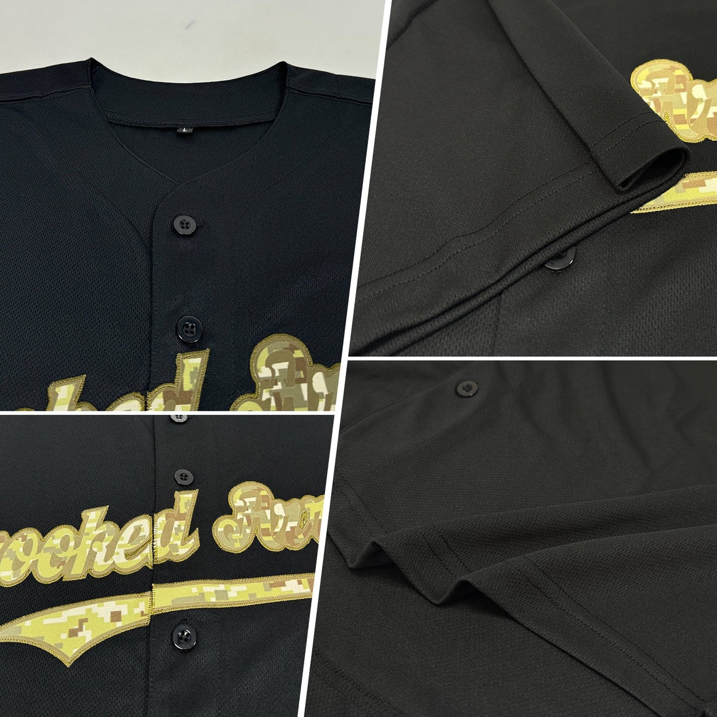 Custom Black Camo-Olive Authentic Baseball Jersey baseball jersey product view 2