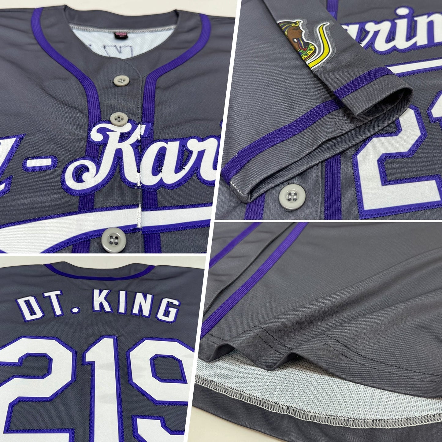 Custom Steel Gray White-Purple Authentic Baseball Jersey baseball jersey product view 2