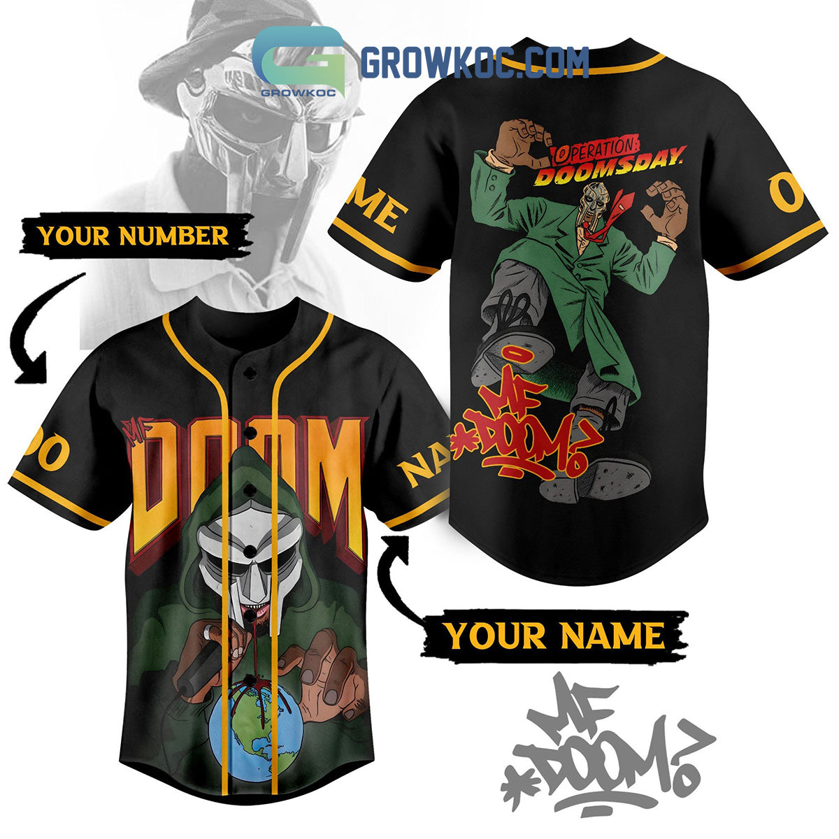 MF Doom Operation Doomsday Personalized Baseball Jersey baseball jersey product view 1