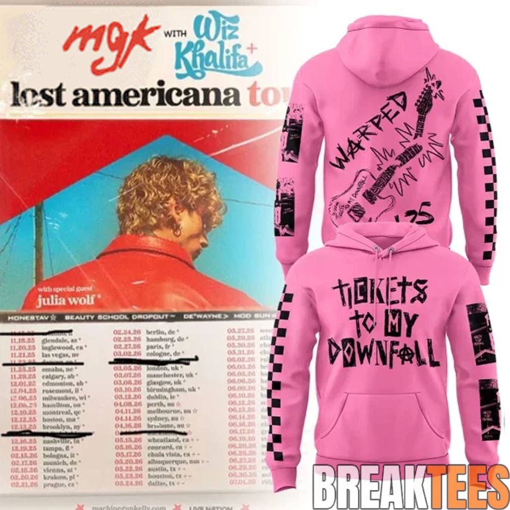 MGK Lost Americana Tour 2026 Tickets to my Downfall Hoodie Unisex T-shirt, Sweatshirt, Hoodie, Long Sleeve Tee - T-Shirt, Sweatshirt, Hoodie