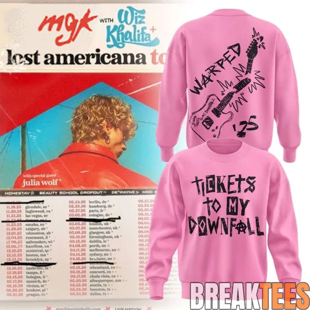 MGK Lost Americana Tour 2026 Tickets to my Downfall Sweatshirt Unisex T-shirt, Sweatshirt, Hoodie, Long Sleeve Tee - T-Shirt, Sweatshirt, Hoodie
