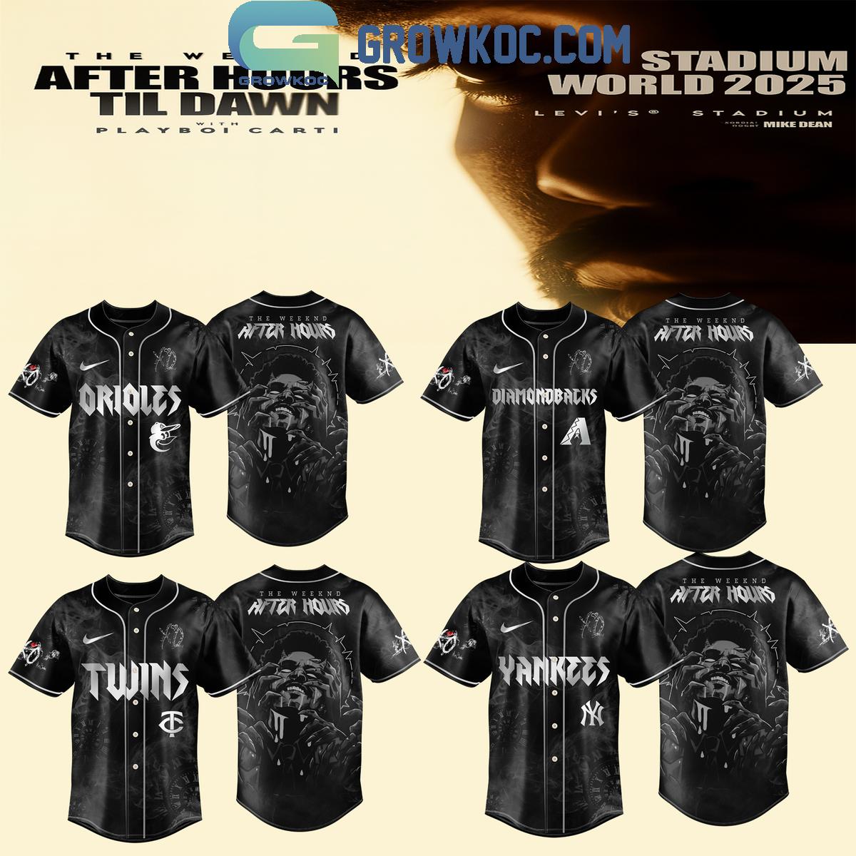 MLB All Teams x The Weeknd Tour 2025 Baseball Jersey baseball jersey product view 1