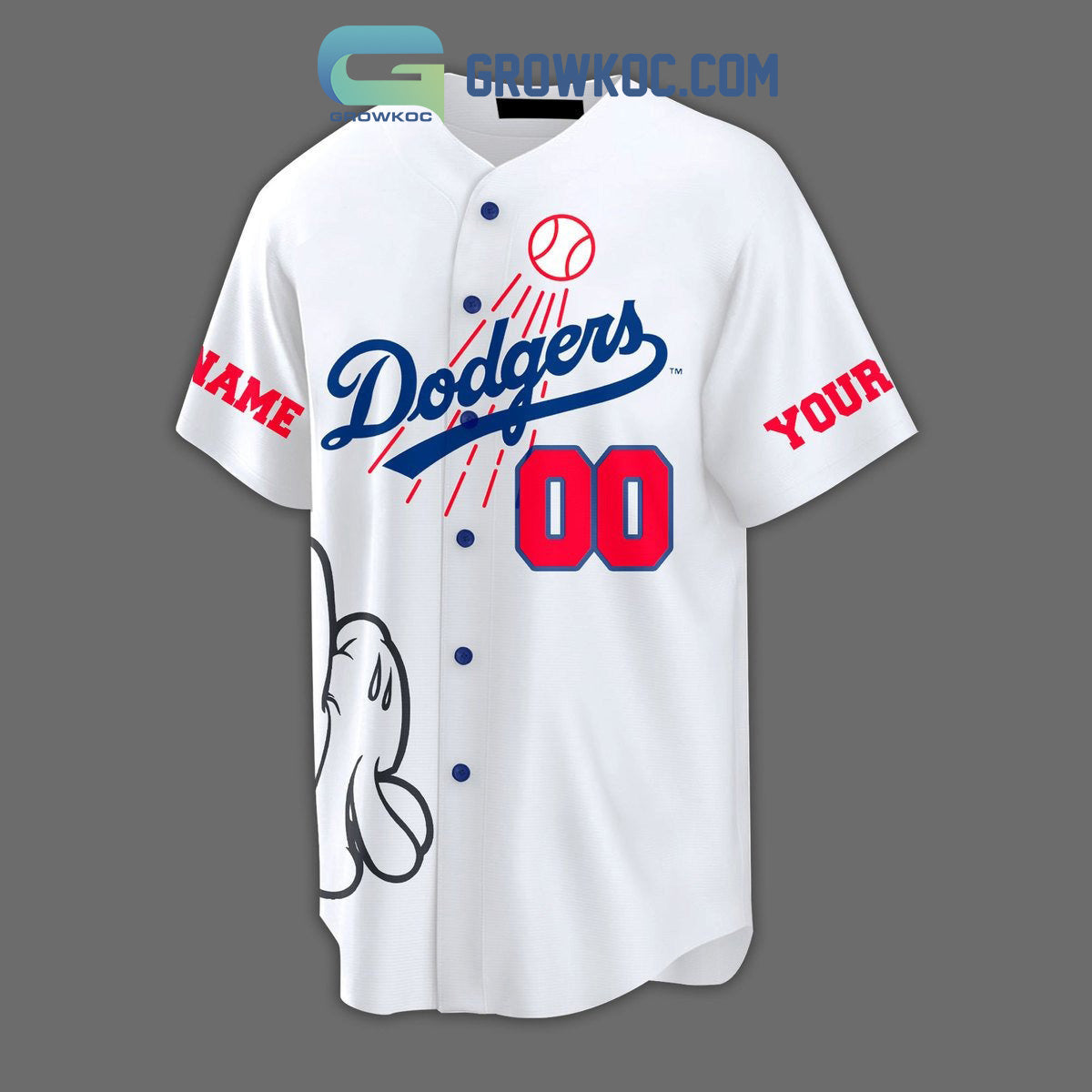 MLB Dodgers Here To Win White Design Personalized Baseball Jersey baseball jersey product view 2