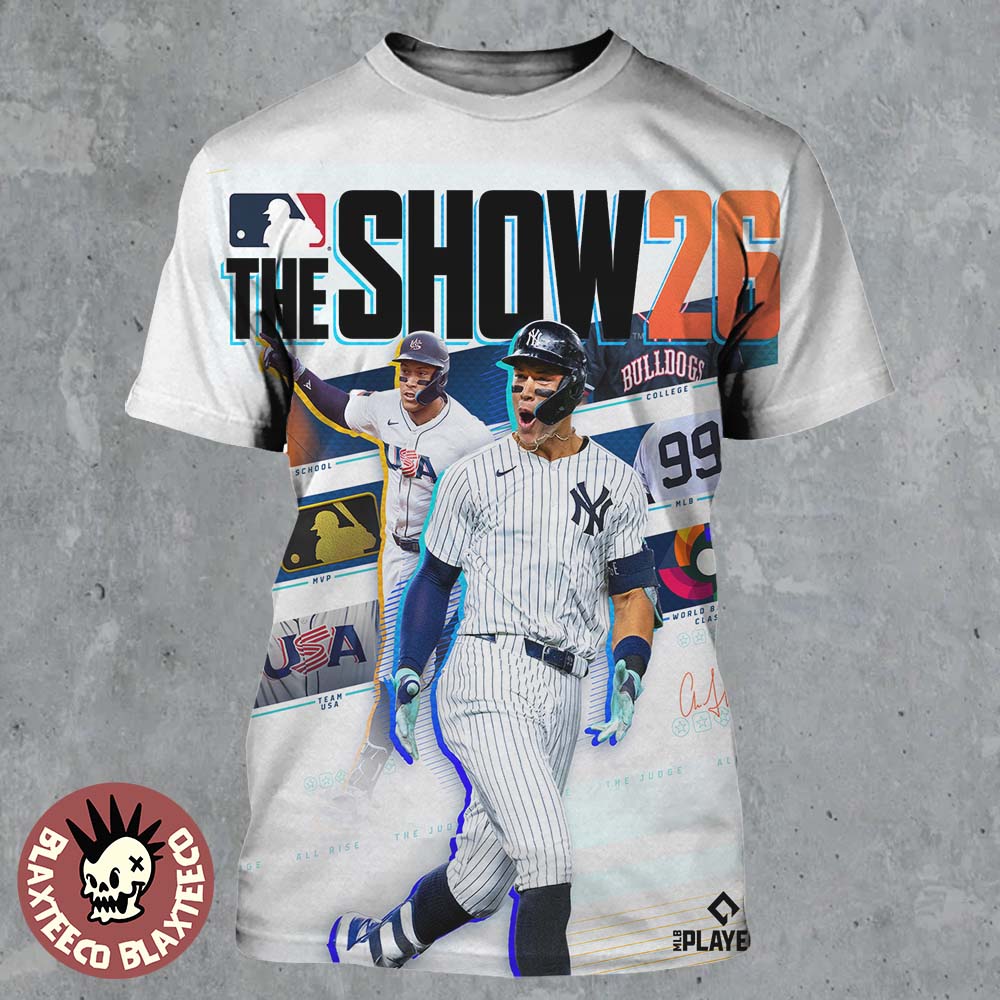 MLB The Show 26 Aaron Judge From New York Yankees Cover Athlete All Over Print Shirt Unisex T-shirt, Sweatshirt, Hoodie, Long Sleeve Tee - T-Shirt, Sweatshirt, Hoodie