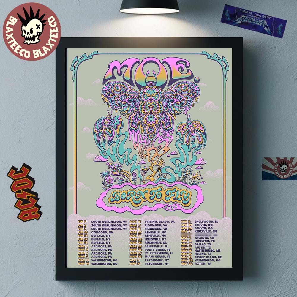 MOE Born To Fly 2026 Tour North American City Dates Home Decor Poster Canvas Unisex T-shirt, Sweatshirt, Hoodie, Long Sleeve Tee - T-Shirt, Sweatshirt, Hoodie