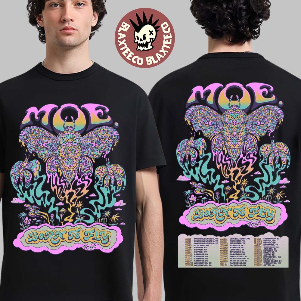 MOE Born To Fly 2026 Tour North American City Dates Two Sided T-Shirt Unisex T-shirt, Sweatshirt, Hoodie, Long Sleeve Tee - T-Shirt, Sweatshirt, Hoodie