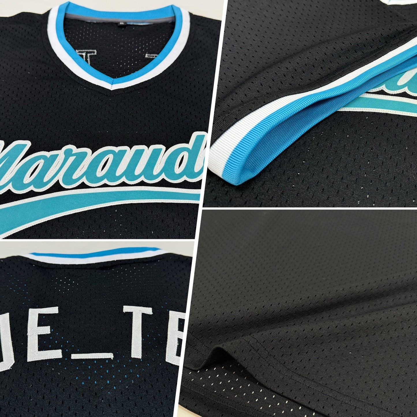 Custom Black Teal-White Authentic Throwback Baseball Jersey baseball jersey product view 2