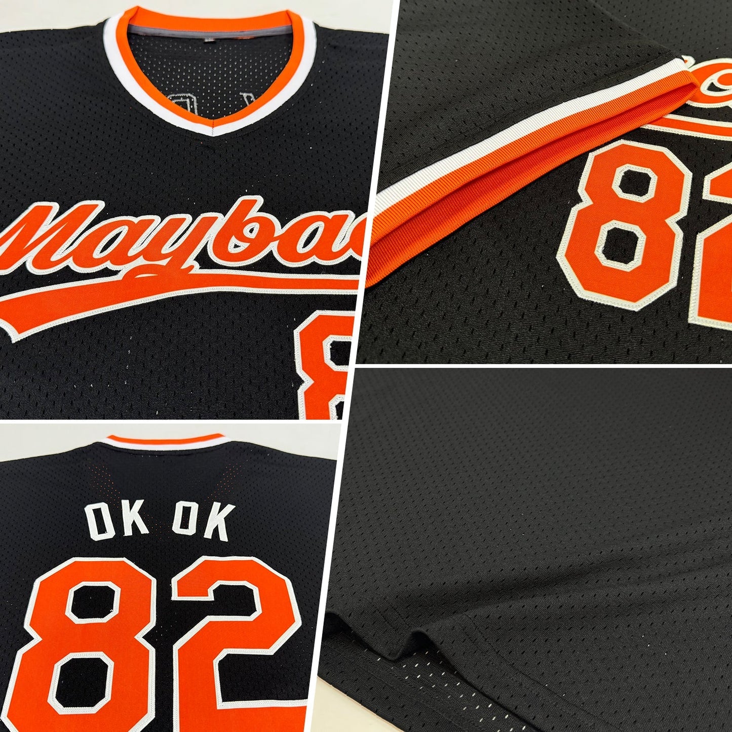 Custom Black Orange-White Authentic Throwback Baseball Jersey baseball jersey product view 2