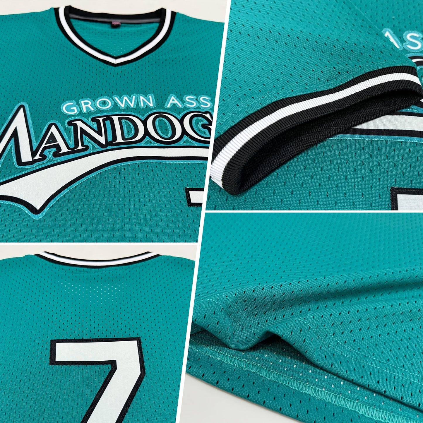 Custom Teal White-Black Authentic Throwback Baseball Jersey baseball jersey product view 2