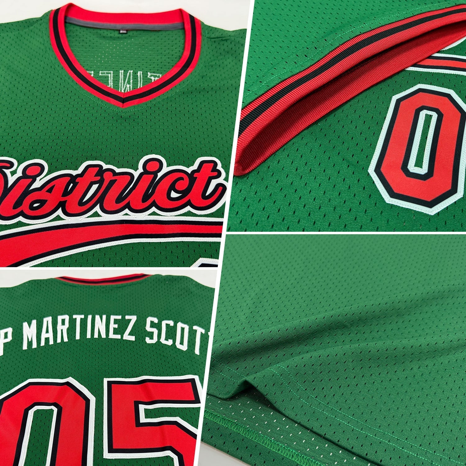 Custom Kelly Green Red-Black Authentic Throwback Baseball Jersey baseball jersey product view 2