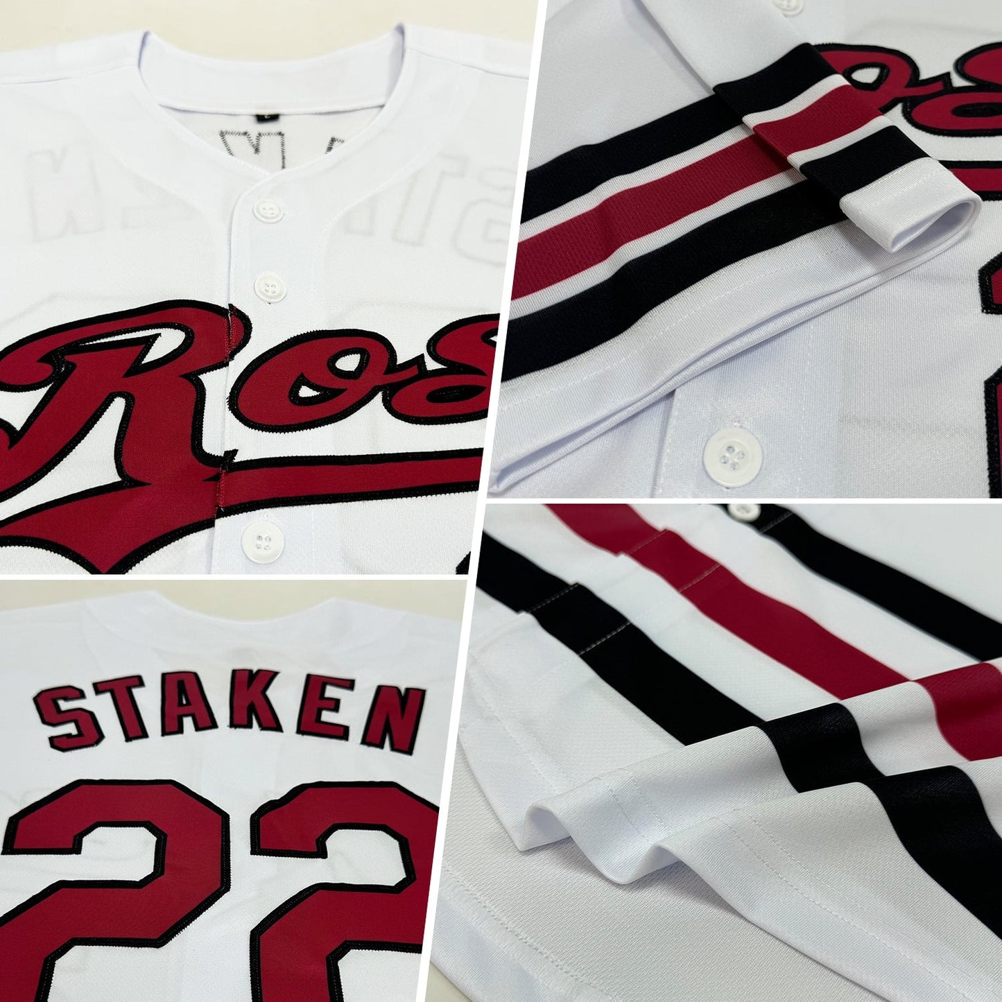 Custom White Crimson-Black Line Authentic Baseball Jersey baseball jersey product view 2