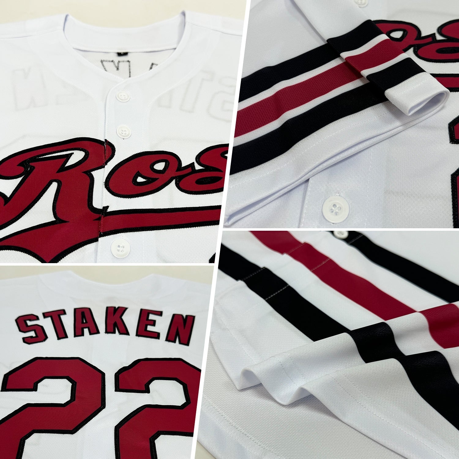 Custom White Crimson-Black Line Authentic Baseball Jersey baseball jersey product view 2