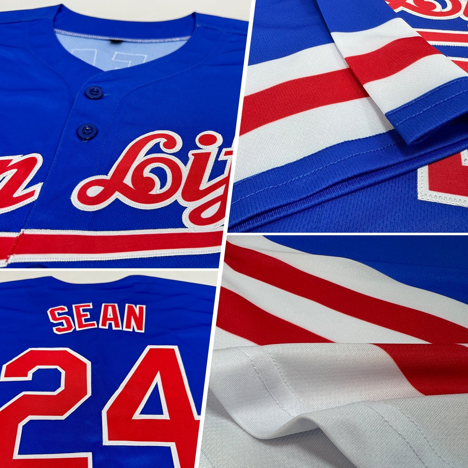 Custom Thunder Blue Red-White Line Authentic Baseball Jersey baseball jersey product view 2
