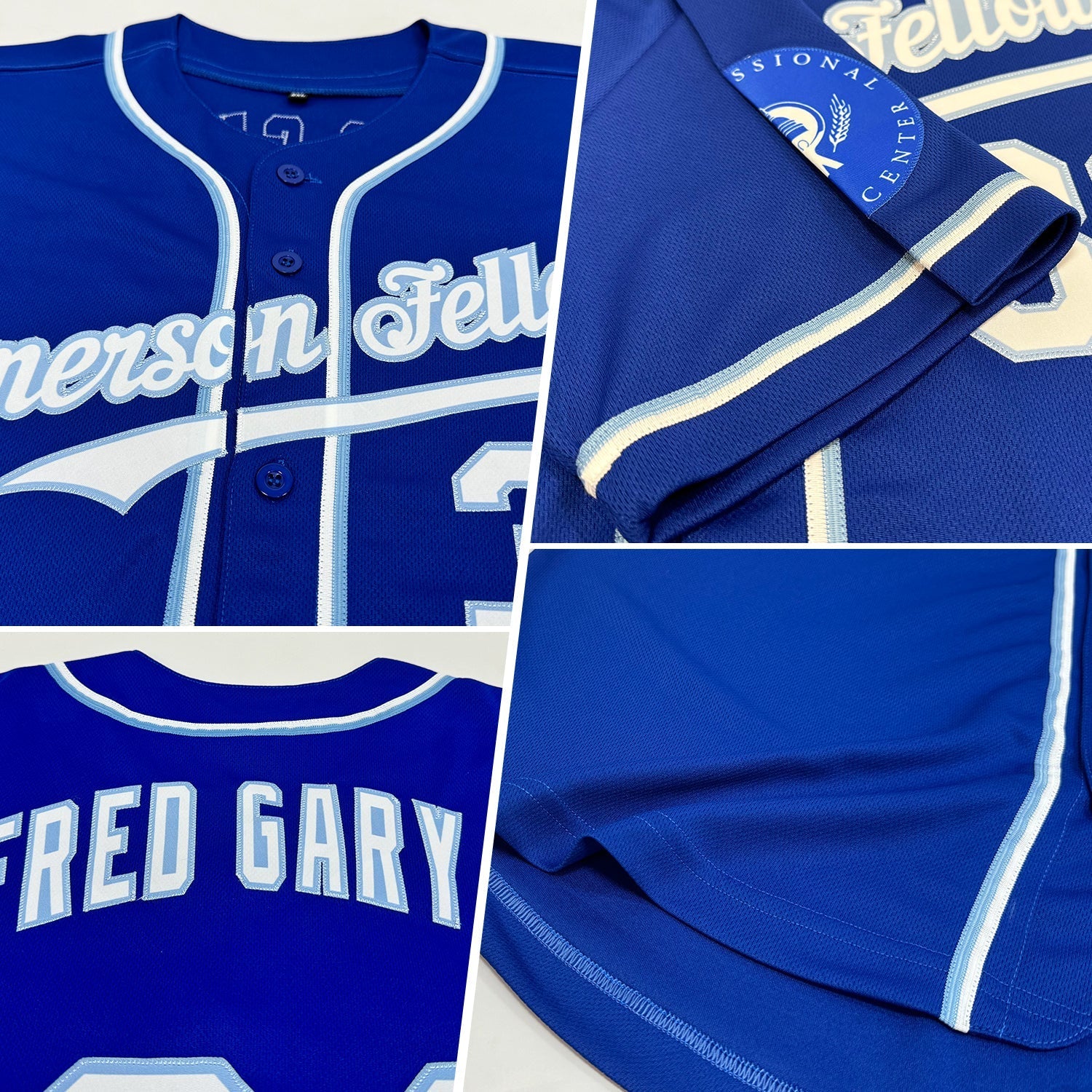 Custom Royal White-Light Blue Authentic Baseball Jersey baseball jersey product view 2