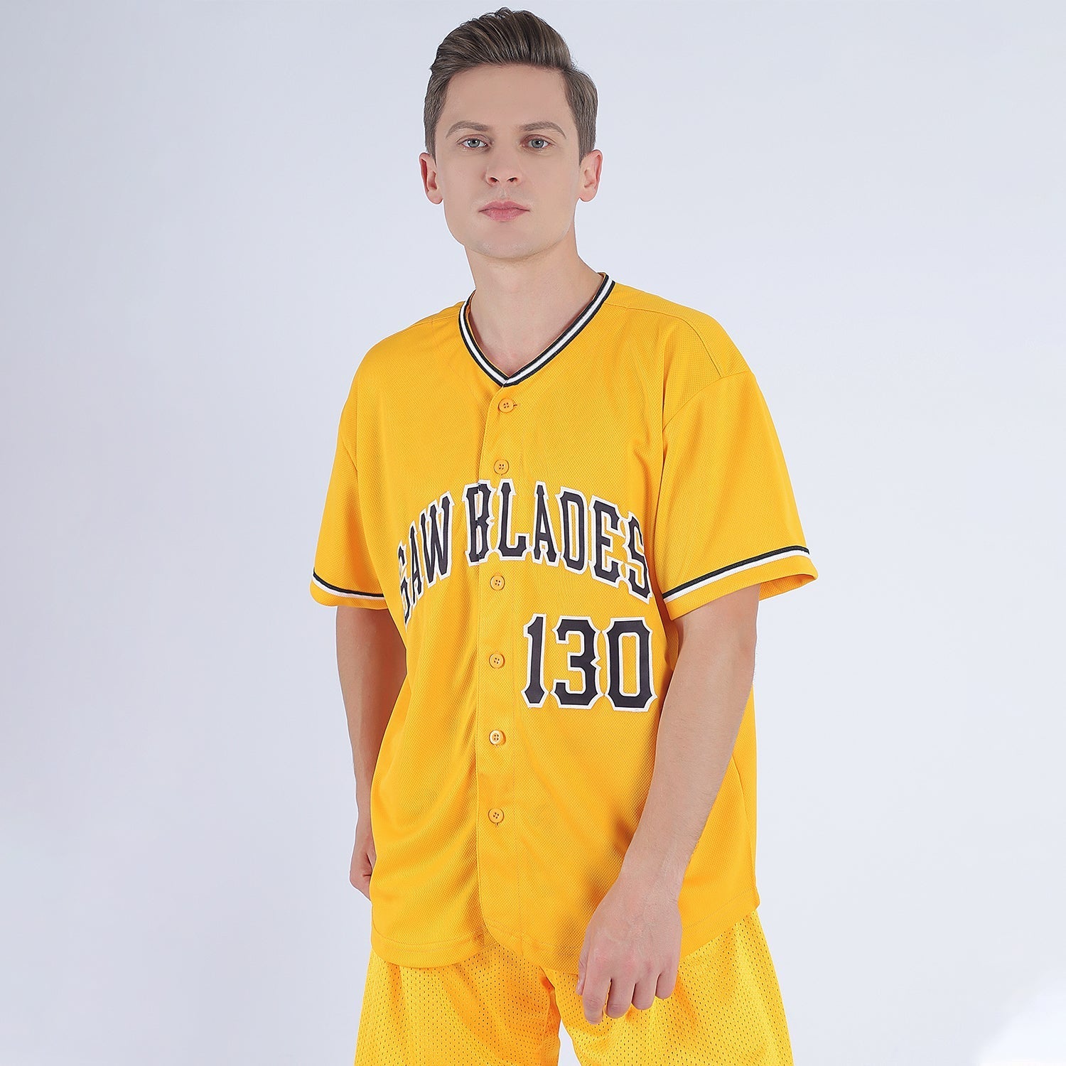 Custom Gold Black-White Baseball Jersey baseball jersey product view 2