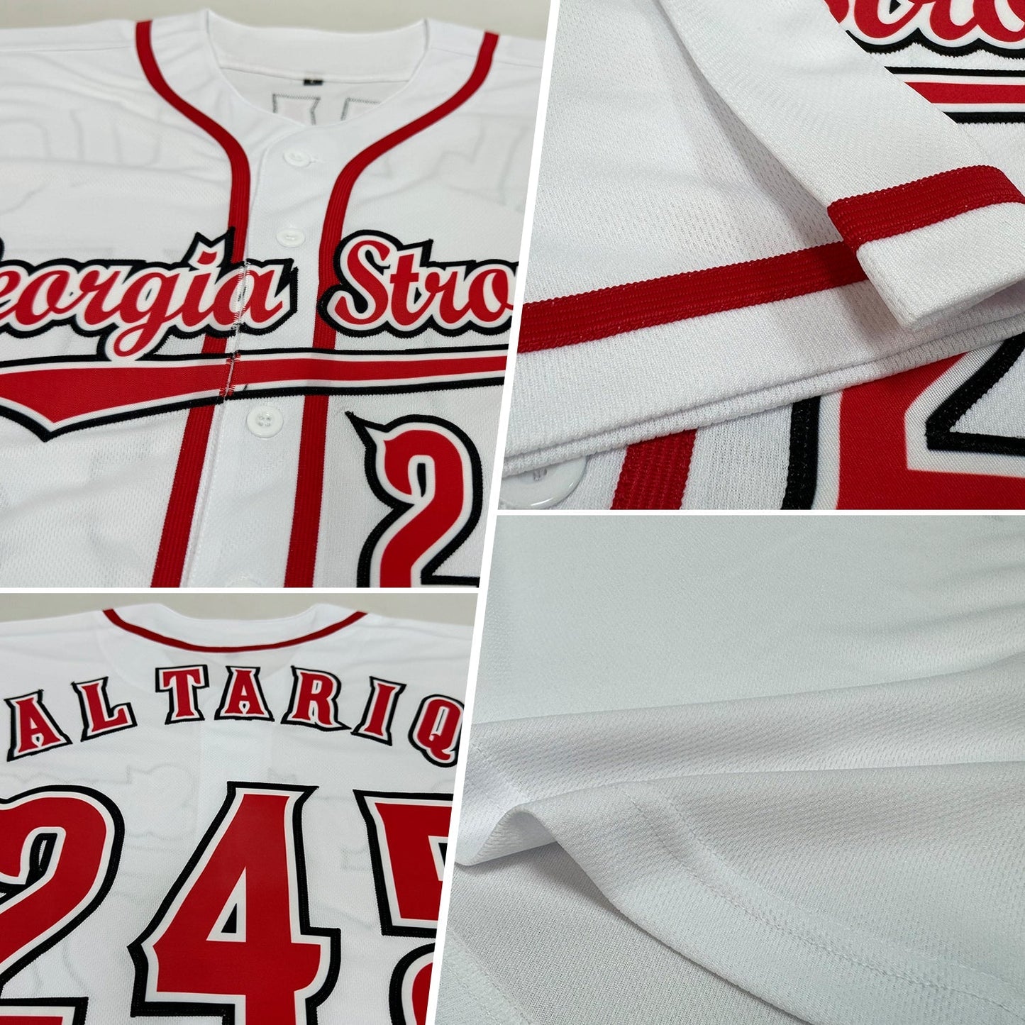 Custom White Red-Black Baseball Jersey baseball jersey product view 2