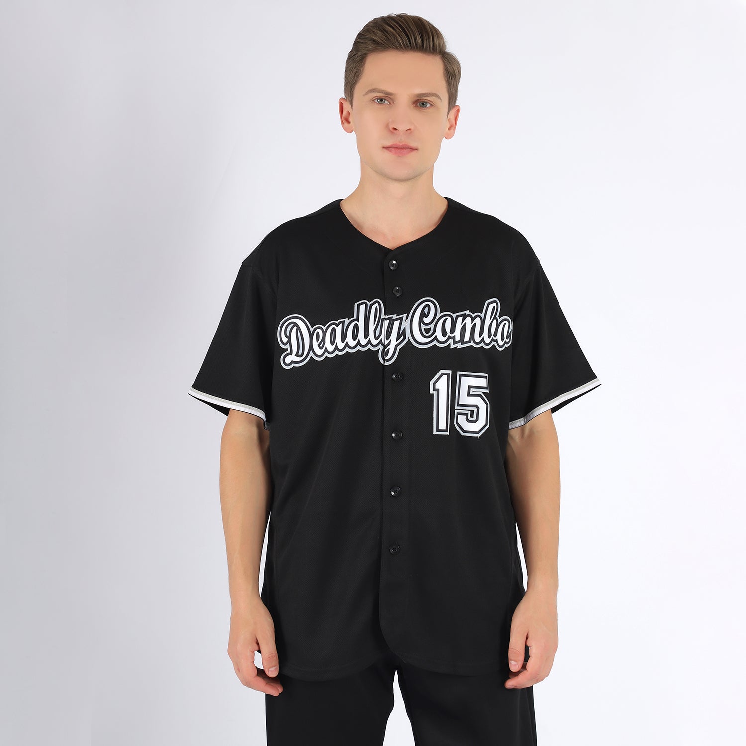 Custom Black White-Gray Baseball Jersey baseball jersey product view 2