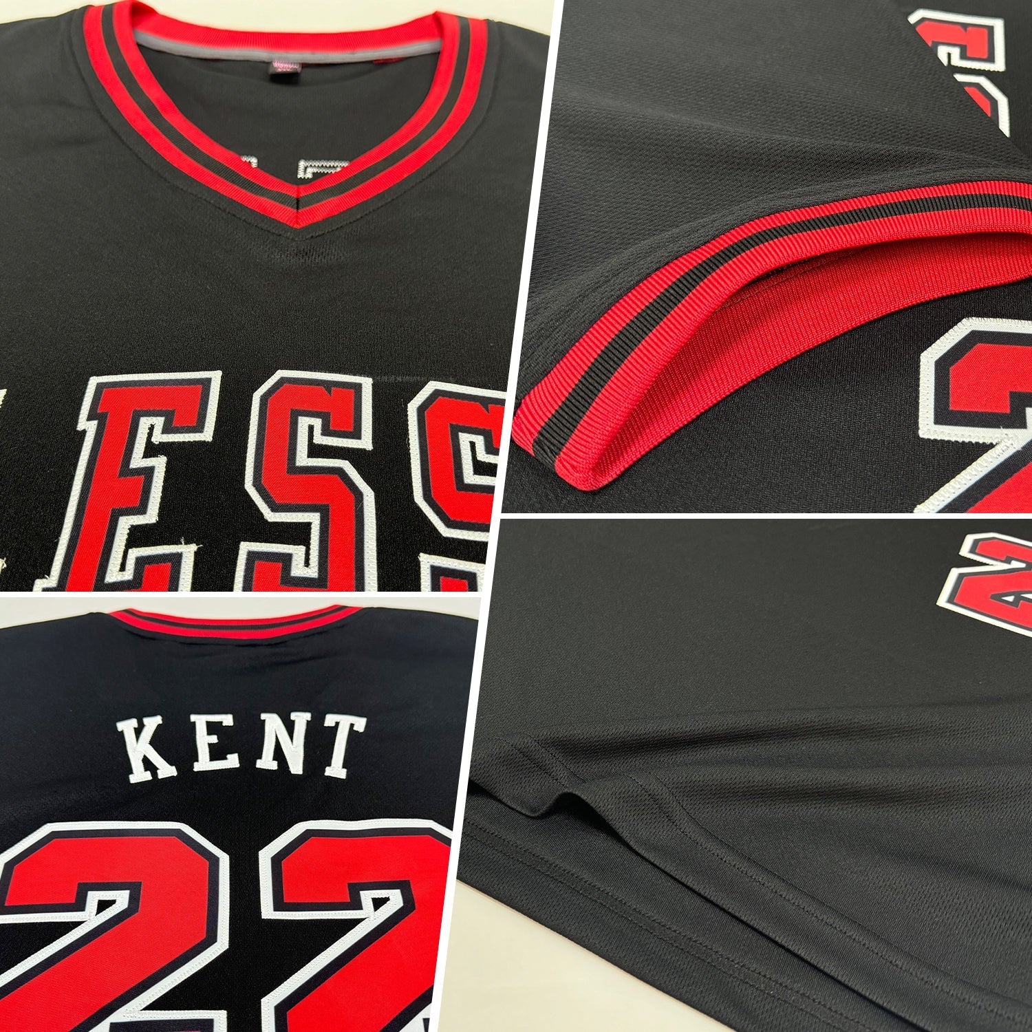 Custom Black Red-White Authentic Throwback Rib-Knit Baseball Jersey Shirt baseball jersey product view 2