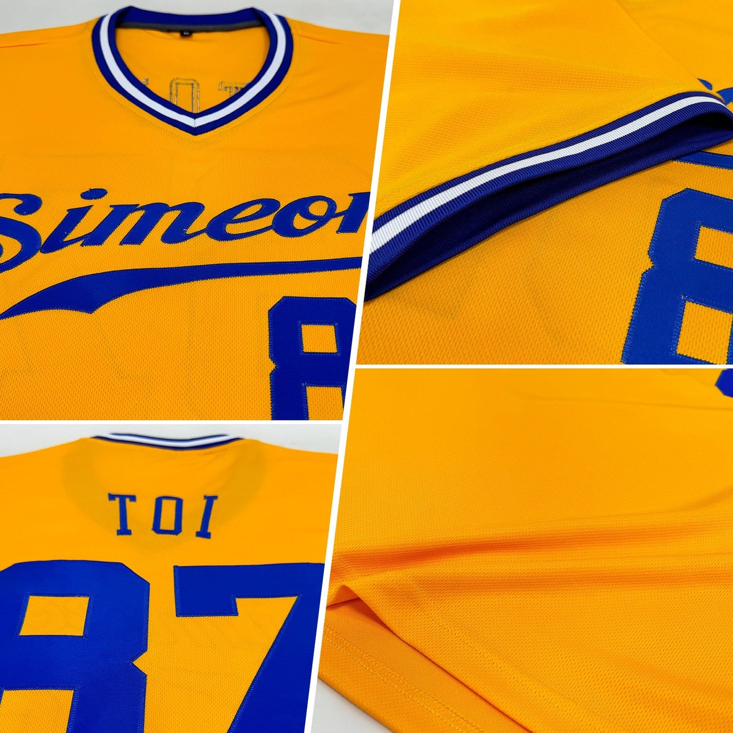 Custom Gold Royal-White Authentic Throwback Rib-Knit Baseball Jersey Shirt baseball jersey product view 2